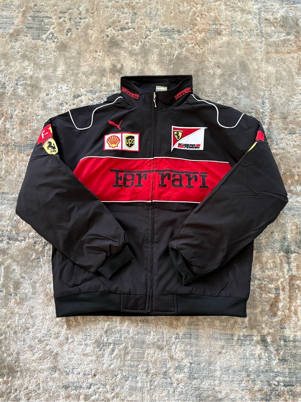 Ferrari Black and Red Racing Logo Jacket